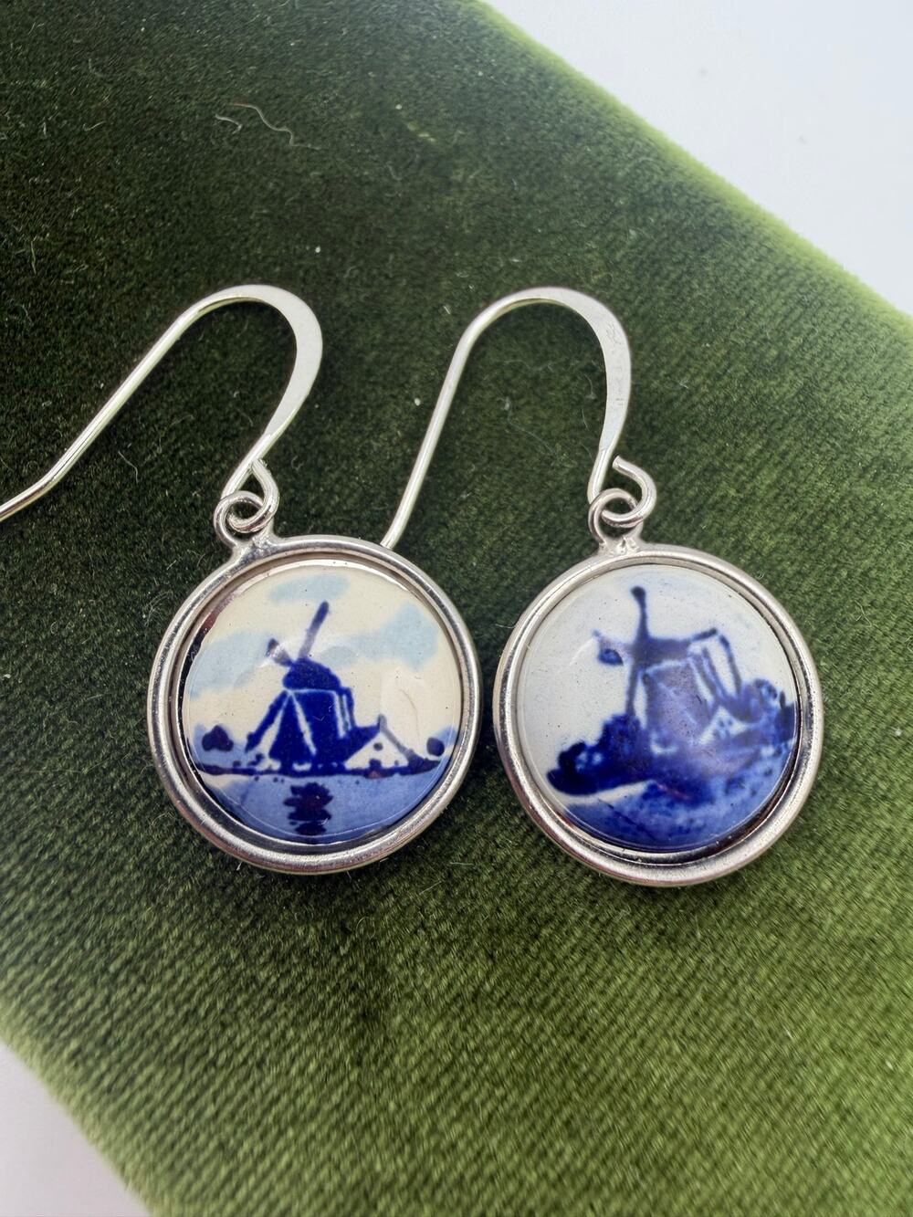 Hoffman Sterling Charms earrings Delfts Holland WINDMILL Vintage 60s 70s